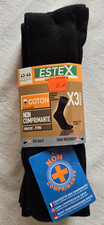 3 paires de chaussettes noires non comprimante taille 43/46 Estex (vt)