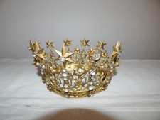 ANCIENNE COURONNE de VIERGE Religieuse en Laiton et Strass avec Bague or Diamant