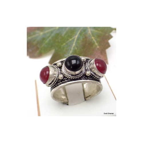 Bague tibétaine onyx - tibétaine,
