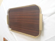 PLATEAU VINTAGE EN FORMICA ET LAITON  DORE AJOURÉ ANNEE 50/60