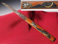 Chikubujima Story Rabbit & Wave Kozuka Kogatana Edo original tsuba antique