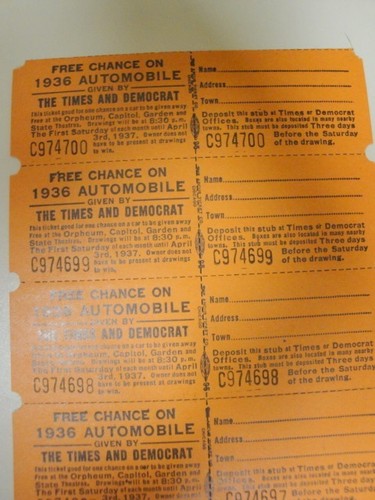Tickets win 1936 automobile - to,