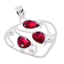 Pendentif bijou en argent sterling 925 fait main pierre précieuse rubellite r...