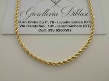 18K OR JAUNE Chaîne COLLIER TRESSE CORDE Or 750% 45 cm Made in Italy 