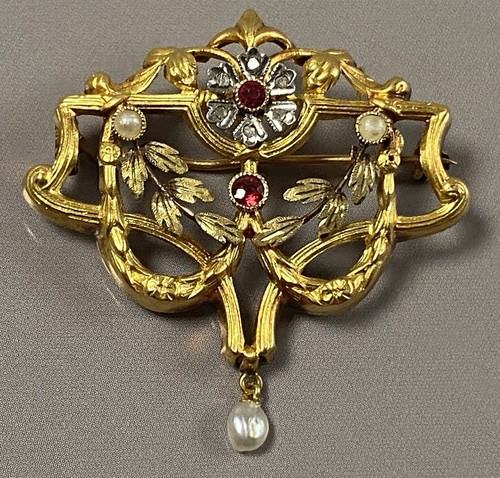 Ancien broche pendentif - , or