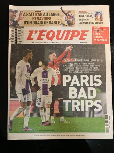 L'Equipe Journal 16/01/2023