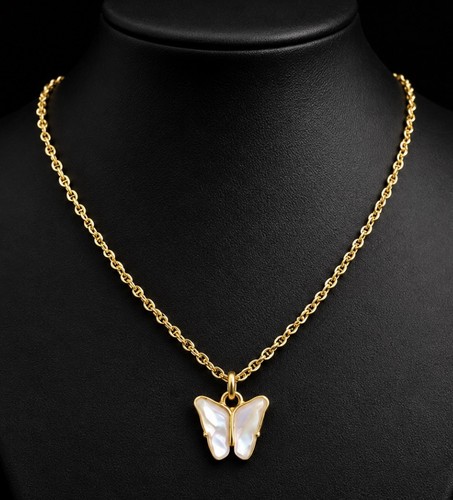 Collier papillon nacre doré - nacre,