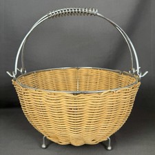 Panier vintage osier et métal rétro déco rangement table cuisine robuste