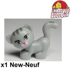 Lego 1x Animal chat cat tigré rayure standing friends maxie gris 93089pb01 NEUF