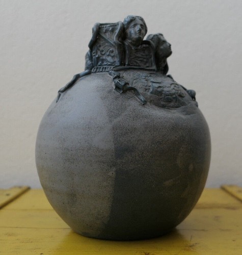 Joli vase boule gres decor - en,