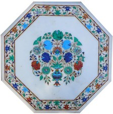 18 " Demi Précieux Pierres Handmade Incrustation Marbre Centre Table Haut Maison