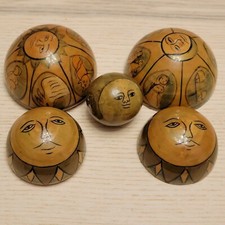 Boule bois peint matrioshka signes astrologiques zodiac 