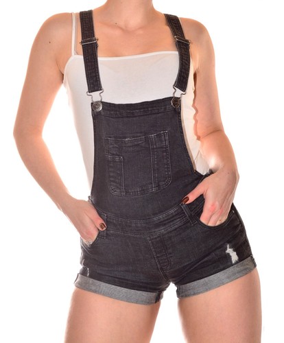 Salopette short noire gris - salopette,