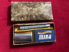 rasoir ancien LERESCHE antique razor + lame MIRA boite box dispenser