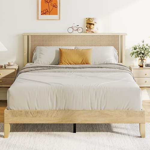 Queen platform bed rattan - platform,