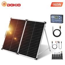 Dokio 160W Panneau pliable solaire portable étanche verre pour jardin extérieur