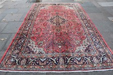 Vintage Main Fabriqué Traditionnel Oriental Laine Orange Rose Grand Moquette