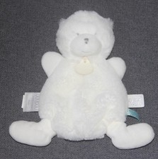 doudou plat ours blanc étiquette bleu  le doudou doudou et compagnie