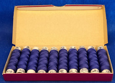 Ancien Vintage 10 Bobines Fil de Soie Zwicky 520 IRISANA N° 100/3-30 m Bleu