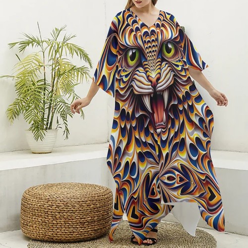 Psychedelic leopard kaftan - psychedelic,