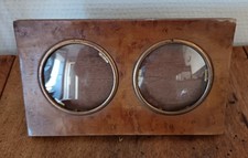 Ancien joli double cadre photos vitré en bois et placage  C88