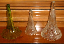 lot de 3 Anciens vases soliflores tulipiers cornet tulipe bouquetière verre