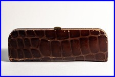 Vintage 1940er Montblanc Krokodilbraunes Cuir Étui, Attache Métallique, 2 Stylos