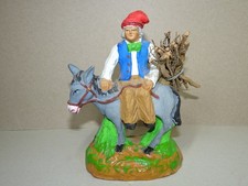 12 cm Homme au fagot sur ane santon ancien Fouque Aix crèche provence