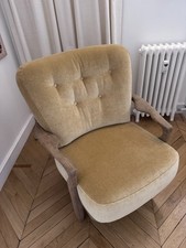 Fauteuil Guillerme et Chambron – chêne massif sablé & velours Élitis Pur Mohair