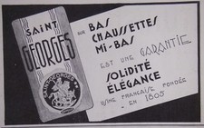 PUBLICITÉ PRESSE 1931 SAINT-GEORGES BAS CHAUSSETTES MI-BAS - ADVERTISING