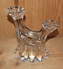 Bougeoir à 2 bougies en verre moulé ou cristal de Vanne vintage