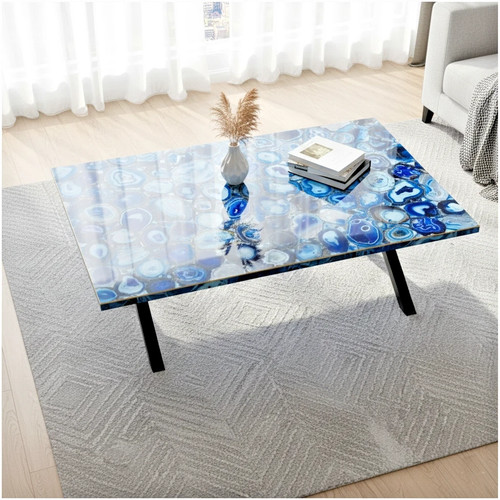 Blue agate center - blue, table