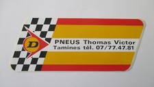 sticker vintage pneus DUNLOP drapeau à damier Thomas Victor Tamines 16 cm / 6 cm