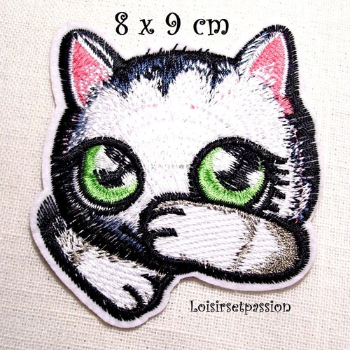 écusson patch tête chat - patch,