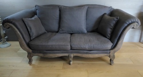 Canapé banquette lin taupe - banquette, en