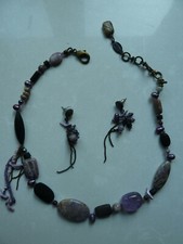 parure Nature Bijou collection Vol de Nuit  Amthyste jaspe perle  rose mauve