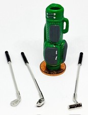 Poupées Maison Vert Golf Sac & 3 Clubs 1:12 Échelle Miniature Sport Accessoire