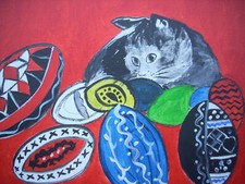 Tableau peinture  Huile LE CHAT Cot. DROUOT -  The Cat oil painting -  die Katze