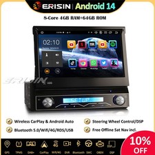 64Go 1 Din Android 14 Autoradio GPS CarPlay BT5.0 RDS Wifi CD DSP TNT OBD2 DAB+
