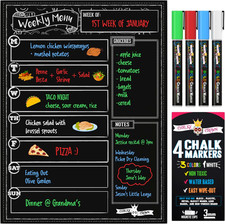 Fridge Magnetic Dry Erase Board Meal Planner with 4 Liquid Chalk Markers