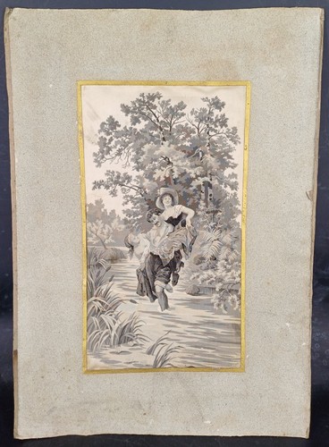 Tableau soie tissée scène - soie,