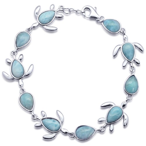 Natural larimar turtle - turtle, charm