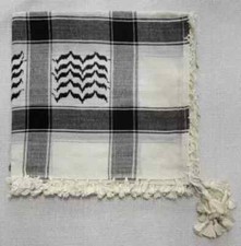 Keffieh Écharpe De Cou Blanche Noire Palestine Arabe Kufiya Arafat En Coton Pur