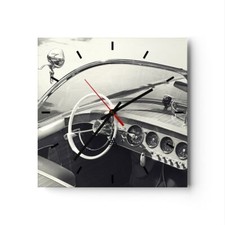 Horloge murale en verre 40x40cm Silencieuse Luxe Bateau Noir Et Blanc Wall Clock