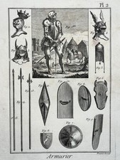 ARMURE Armes Armurier GRAVURE Benard ENCYCLOPEDIE XVIII°