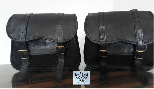 Selle moto cuir noir sacs - 2,