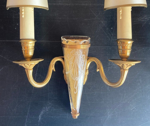 Paire appliques vase bronze - d'appliques,