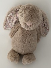 6130?EXCELLENT ÉTAT 28cm Doudou Peluche Lapin Jellycat Jelly7629 Beige Fleurs
