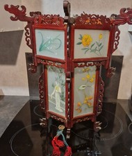 LANTERNE CHINOISE ANCIENNE VERRES PEINTS ( GRAND MODÈLE  )