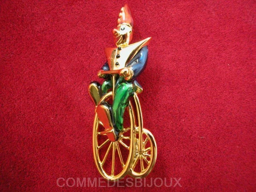 Broche vintage clown bicycle - vintage,